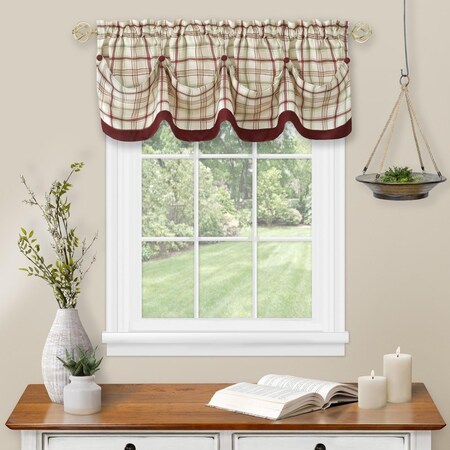 Achim Importing Achim Tattersall Tuck Valance with Buttons - 58 x 14 in. - Burgundy TTVL14BU12